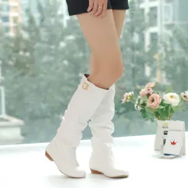 Mid-calf Belt Buckle Knight Boots Ladies